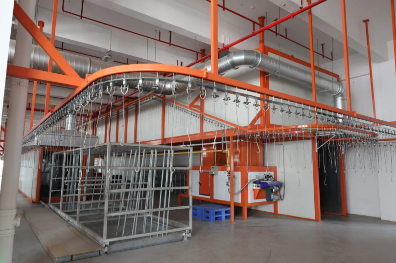 Factory using automatic powder coating line