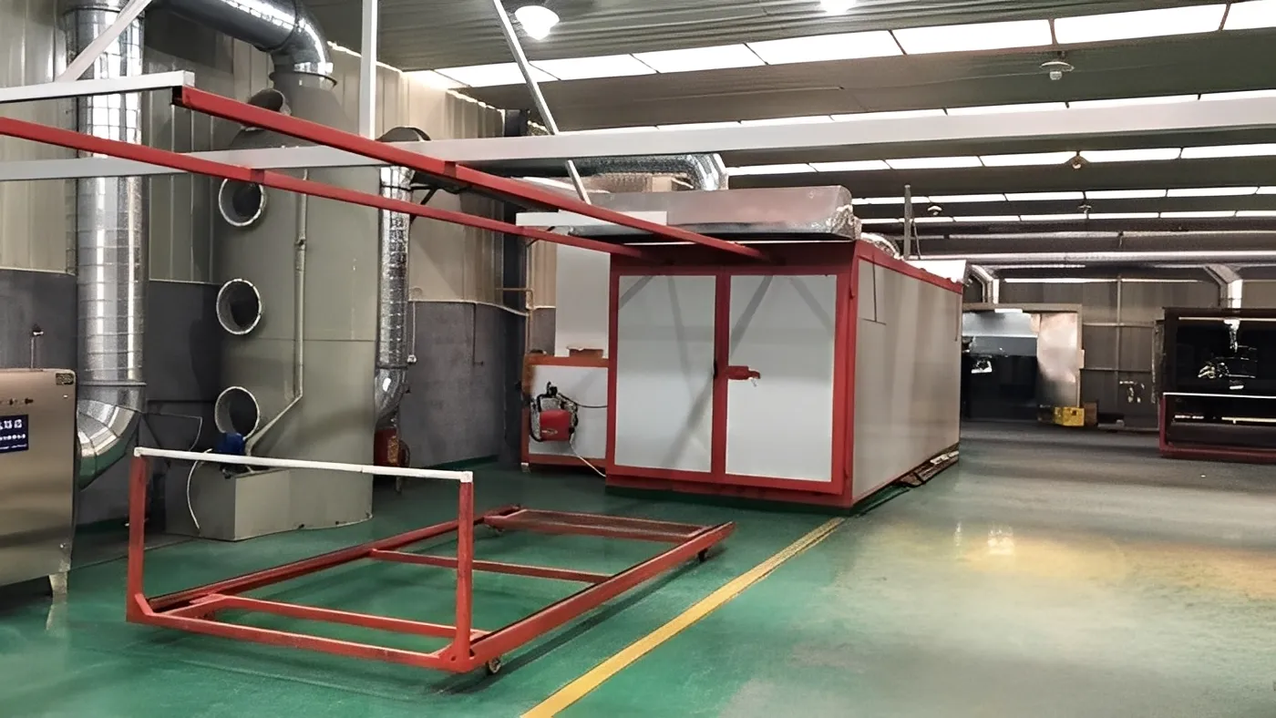 Curing oven airflow and duct layout diagram