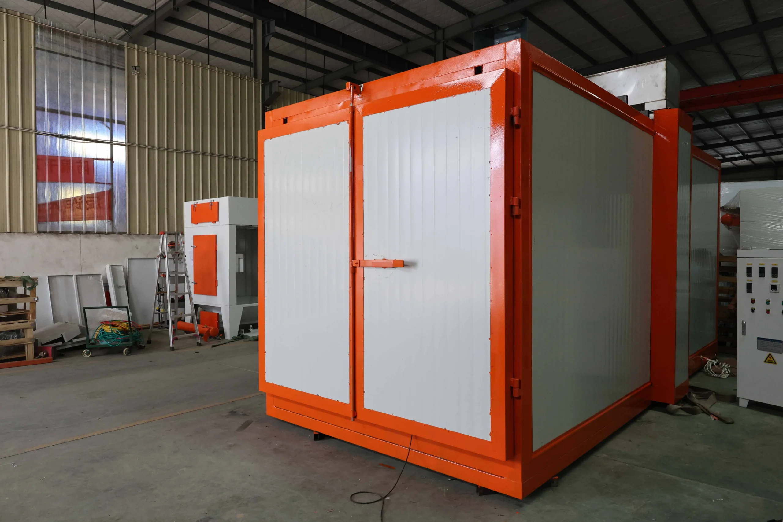 Equipment being packaged and loaded for shipment