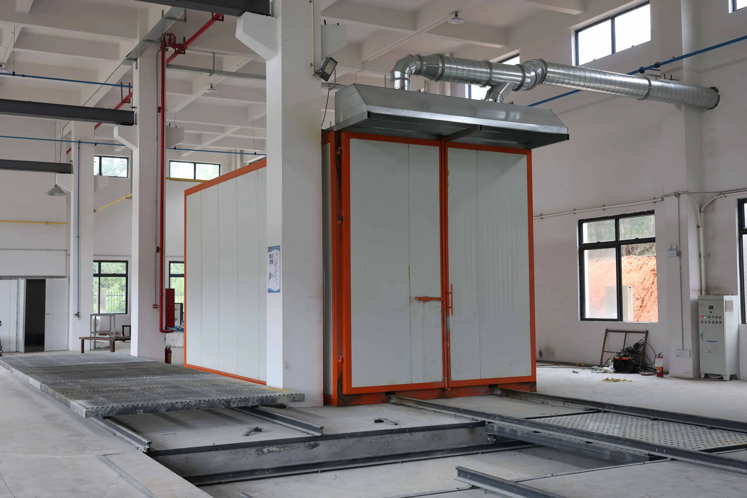 Gas or electric curing oven for warehouse racking powder coating line