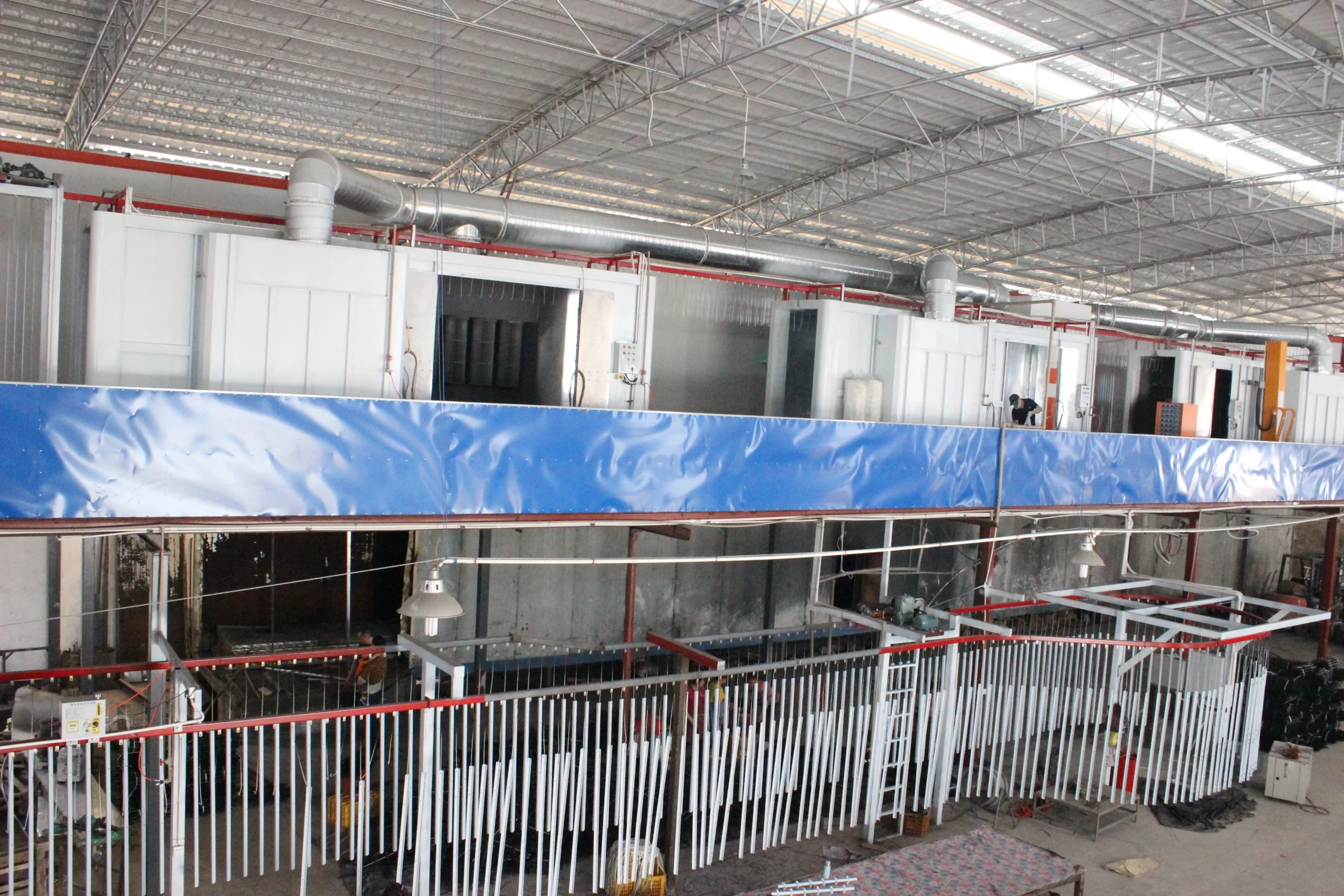Powder coating line in operation