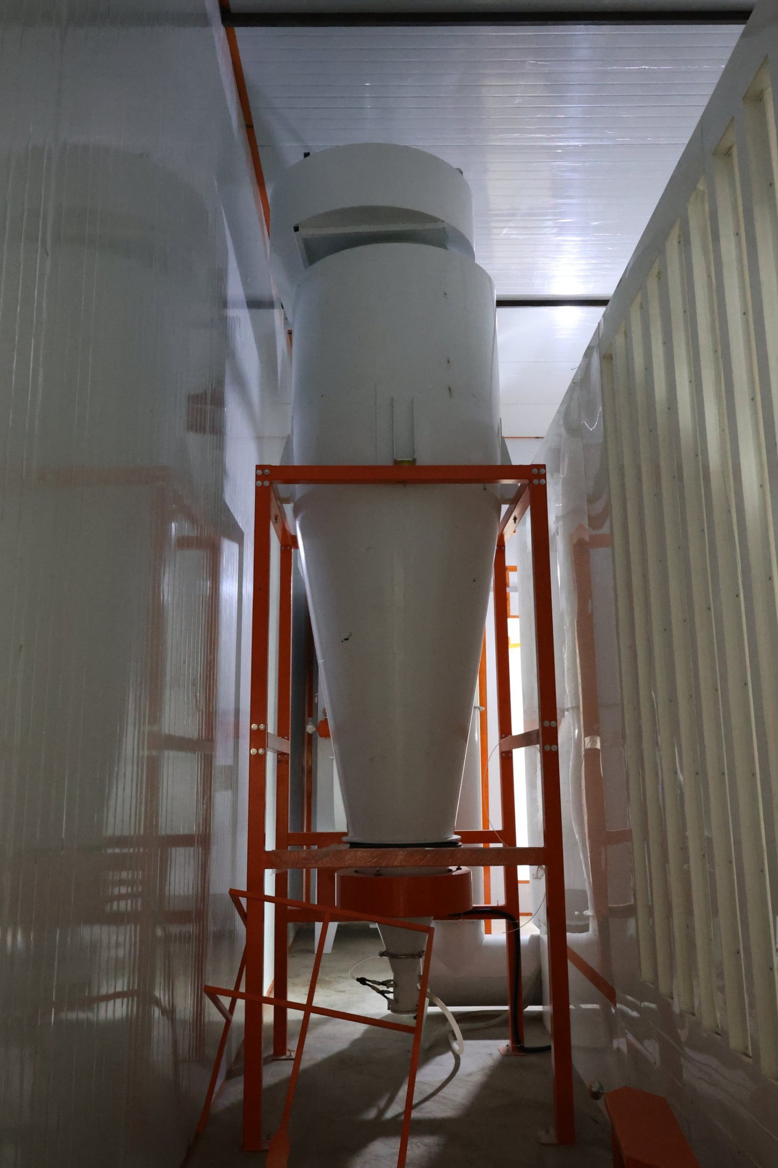 Spray booth installation at furniture factory