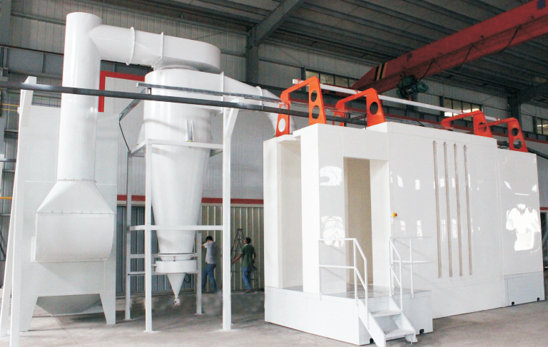 Big cyclone powder room for warehouse rack powder recovery