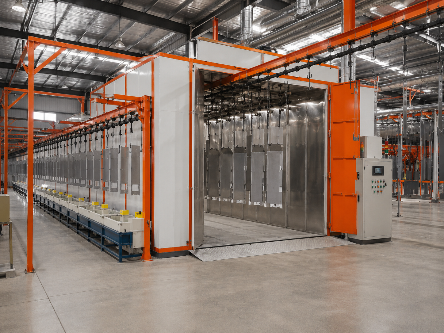 Automatic powder coating line