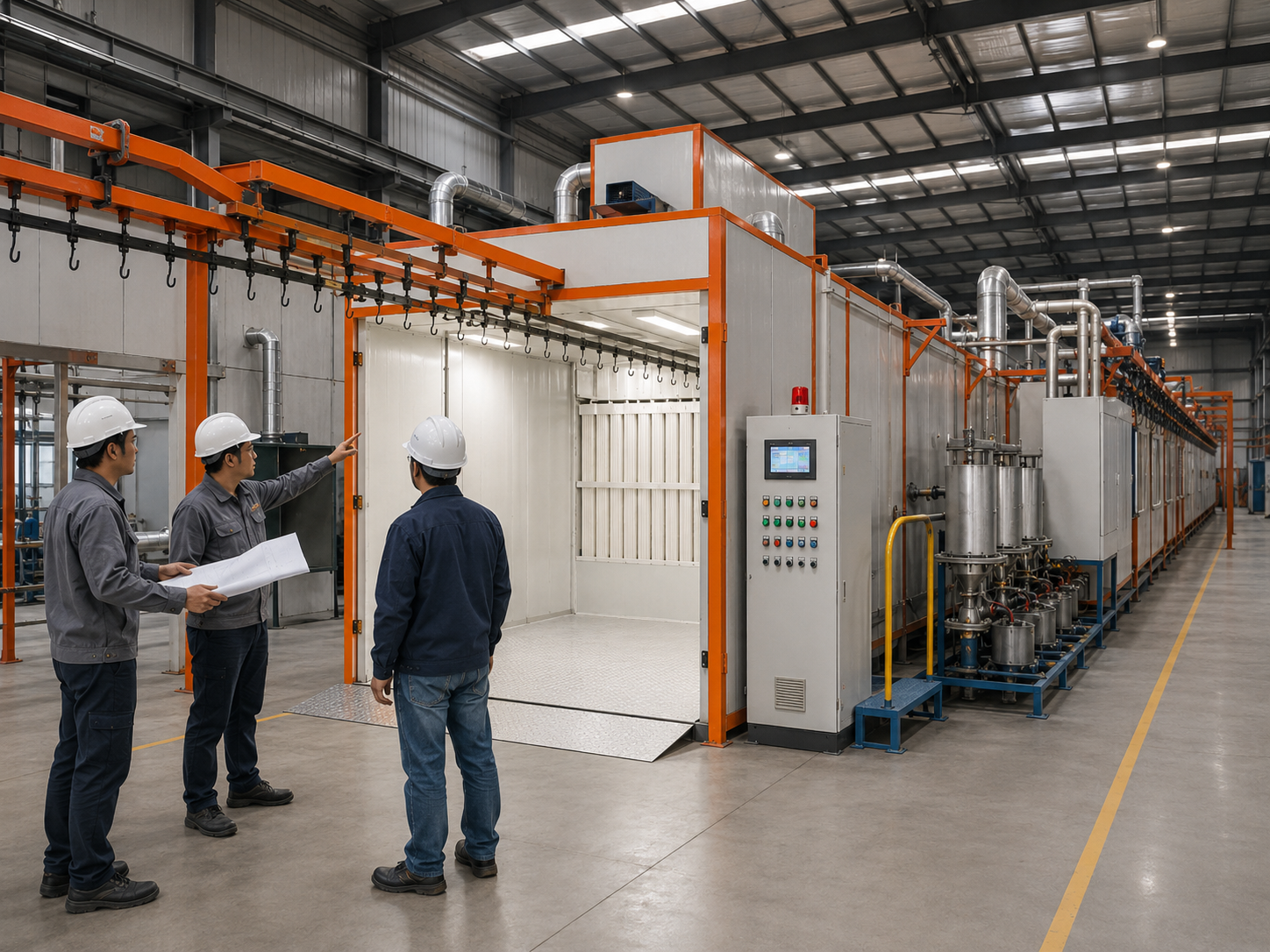 PLC electrical control system for powder coating line