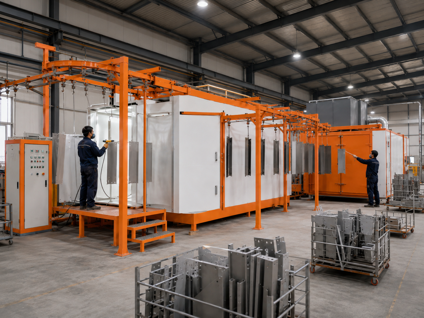 Powder recovery cabinet for manual powder coating line