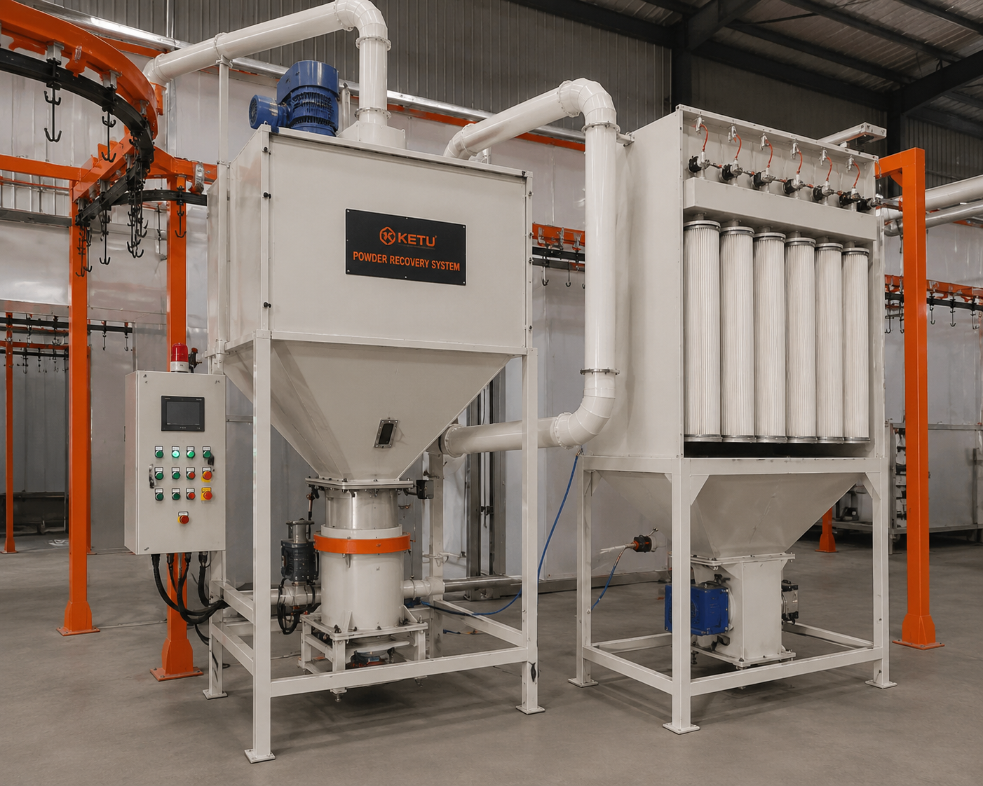 Powder recovery system for furniture line