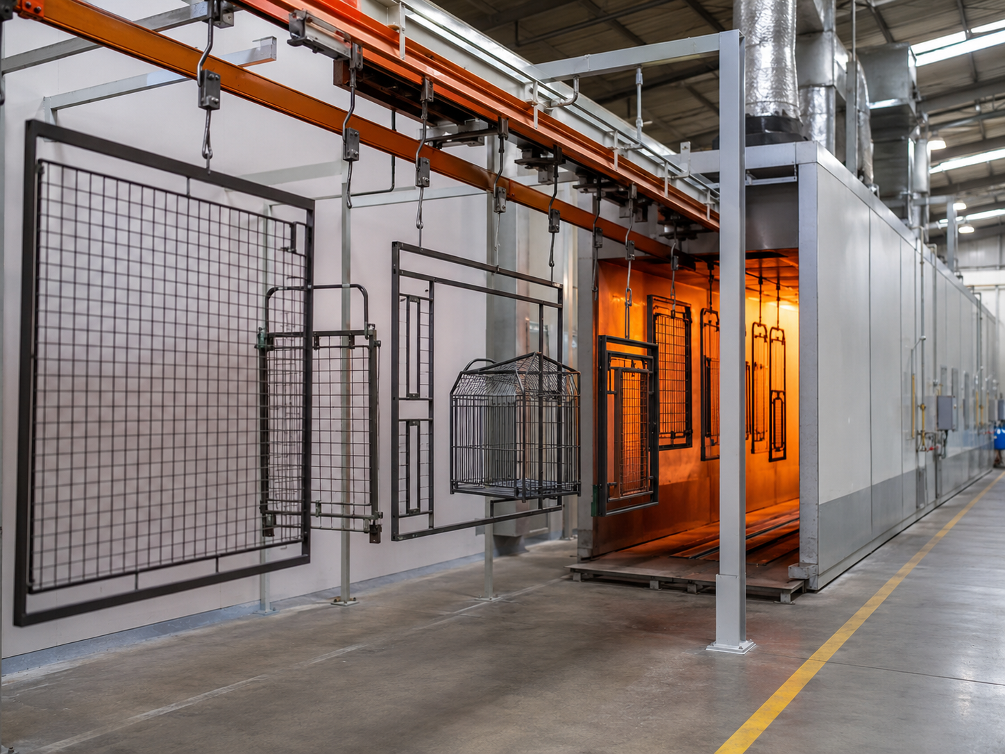 Industrial drying oven for powder coating