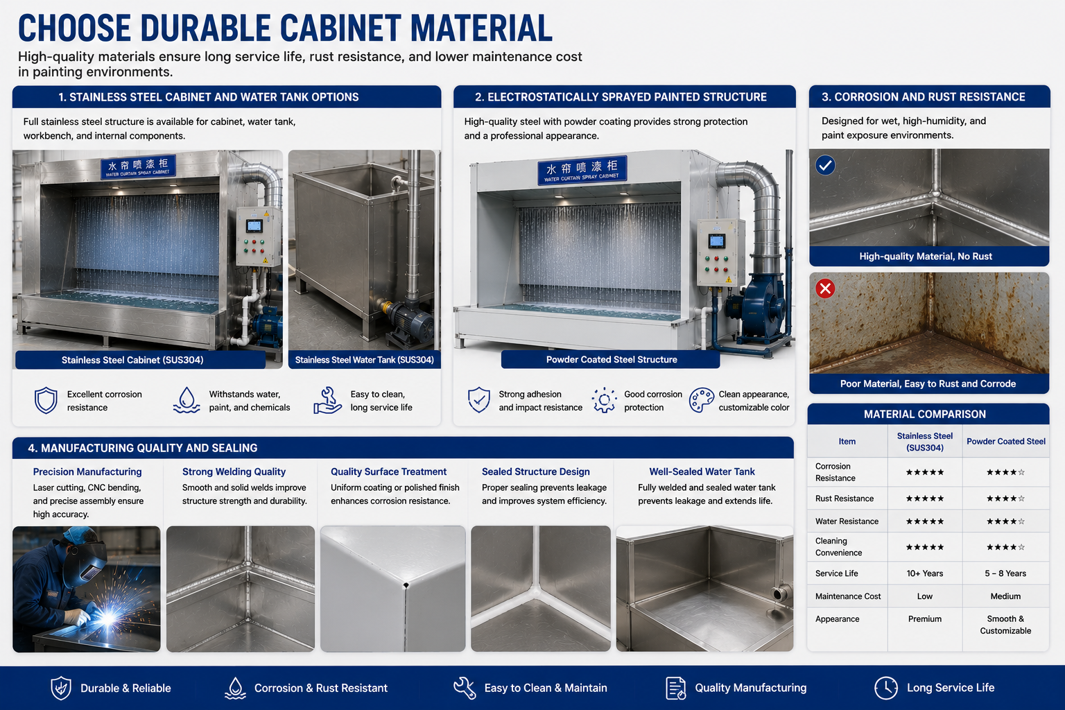 Stainless steel and corrosion-resistant cabinet material