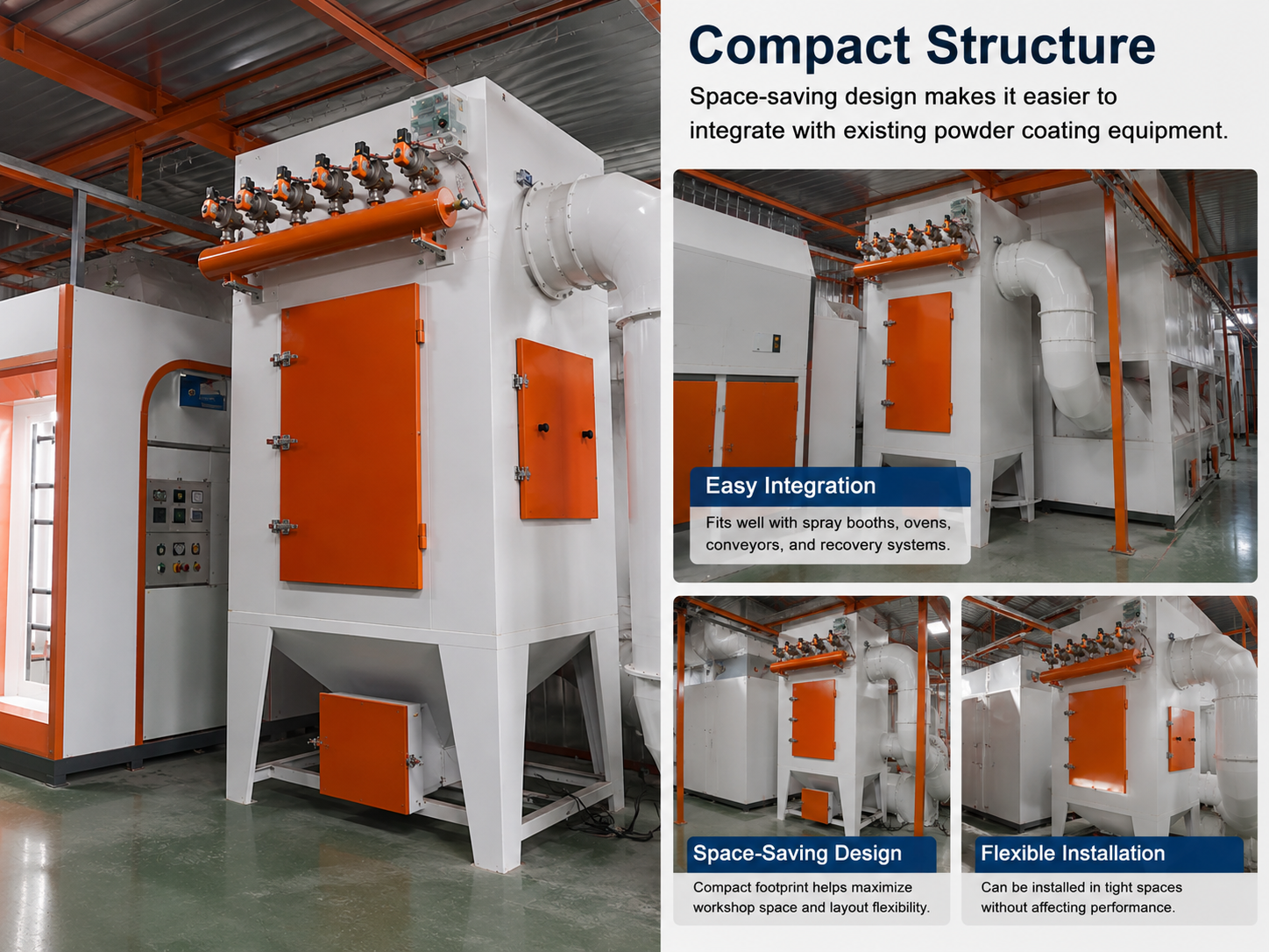 Compact powder secondary recovery cabinet structure