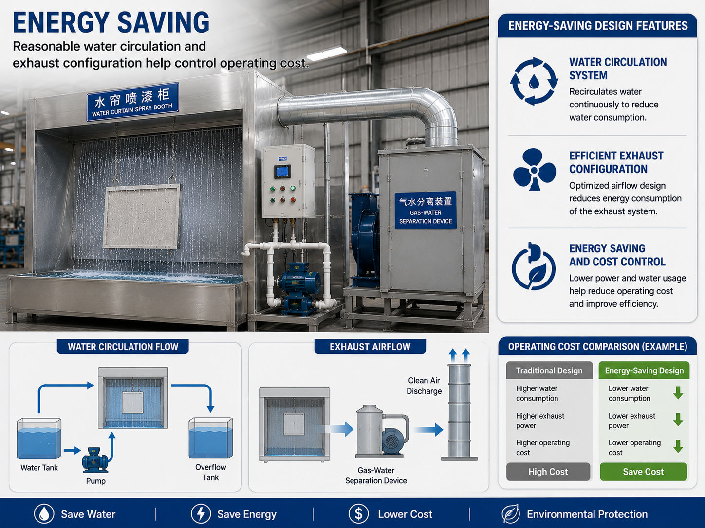 Energy saving and environmental water curtain cabinet