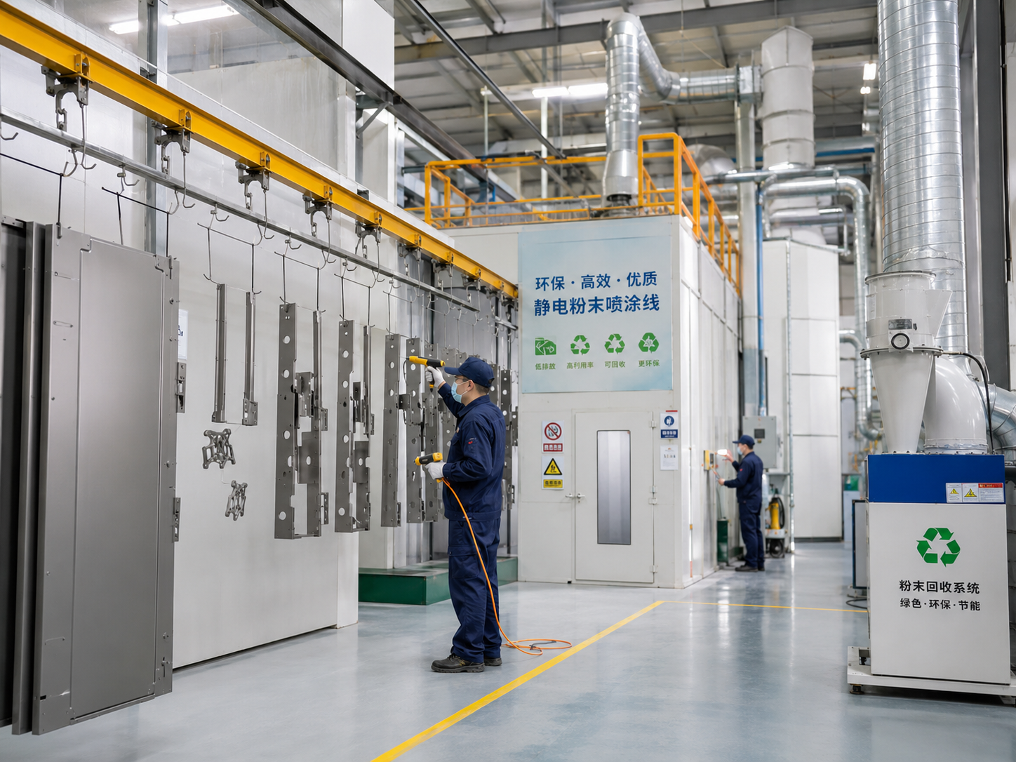 Environmentally friendly elevator powder coating line