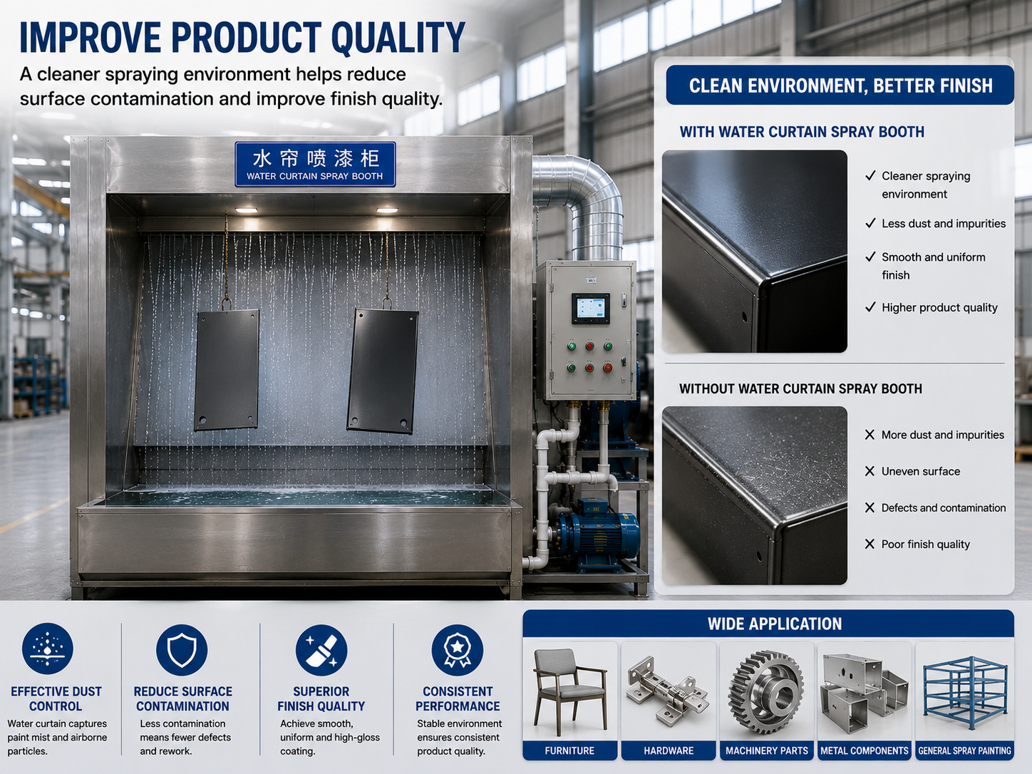 Improve product quality in paint spraying cabinet