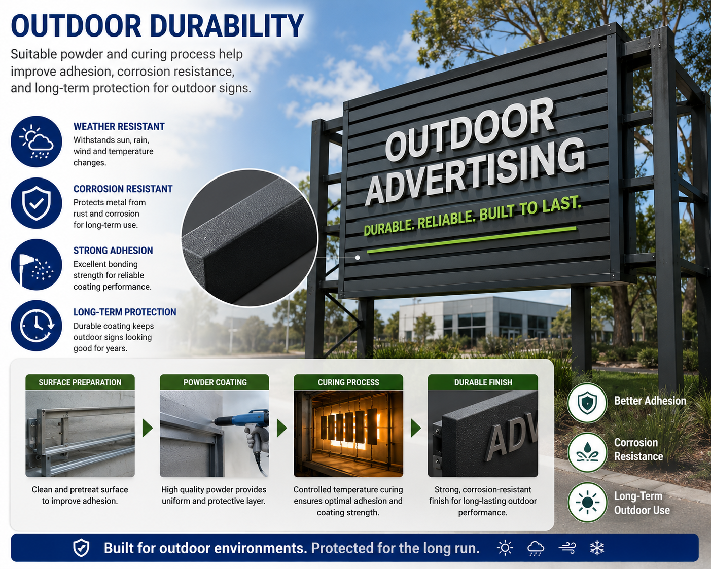 Durable outdoor display equipment coating