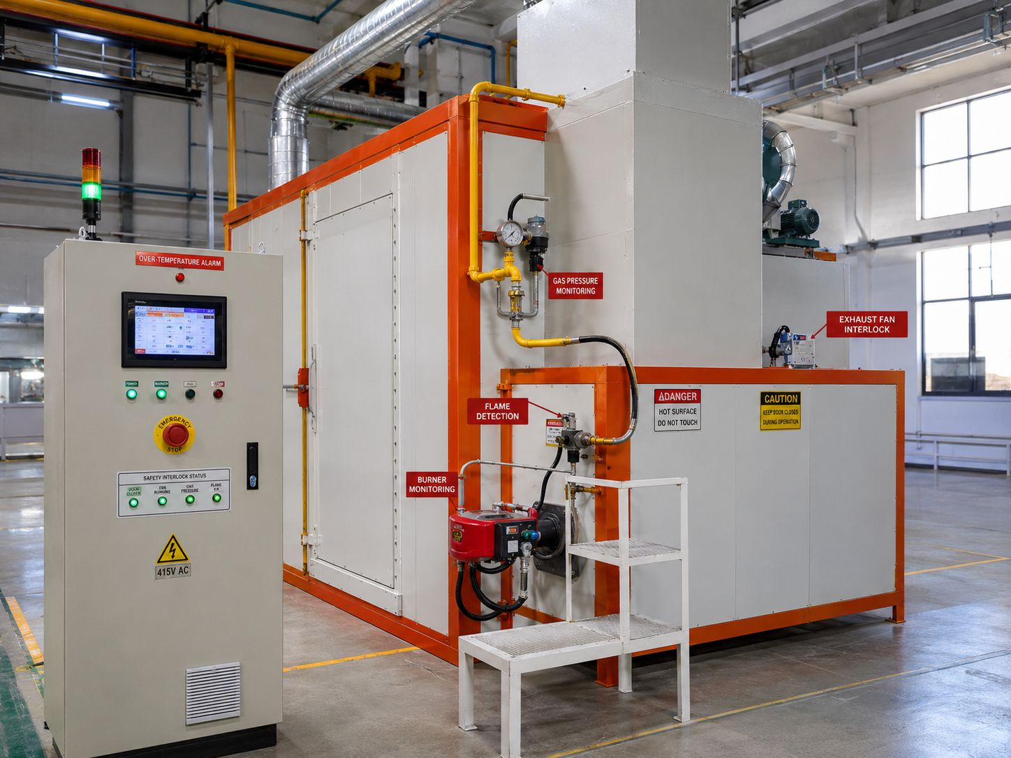Safety protection for electric powder curing oven