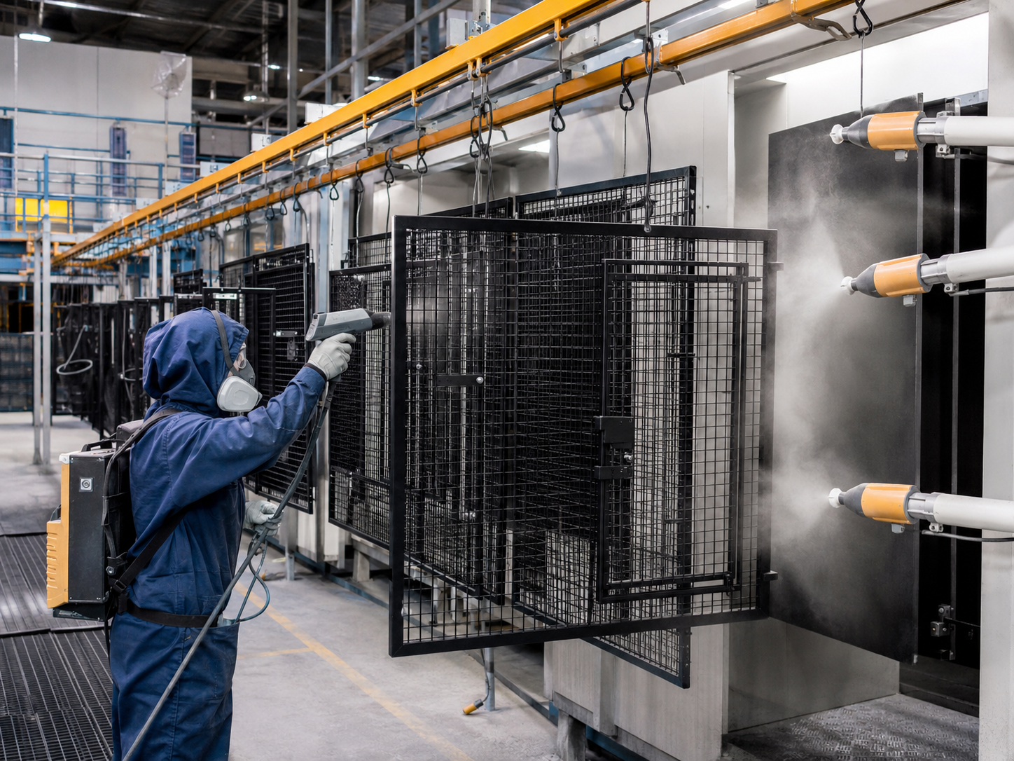 Uneven powder coating on wire pet cage corners and mesh structures